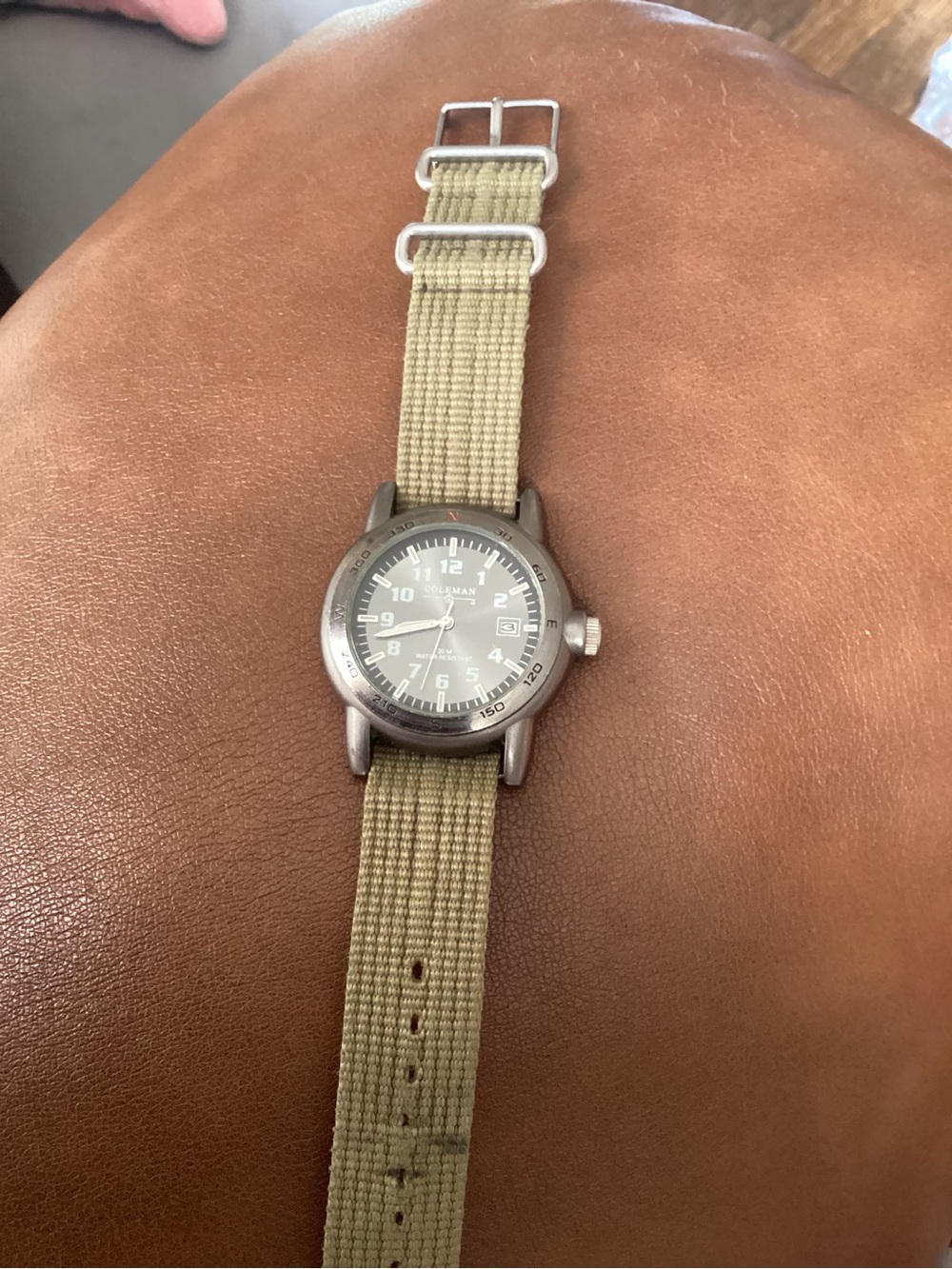 Coleman Olive Green Nylon Strap Field Watch with Date